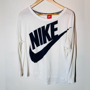 Vintage Nike Women Single Stitch Long Sleeve Cotton White Sz  Large